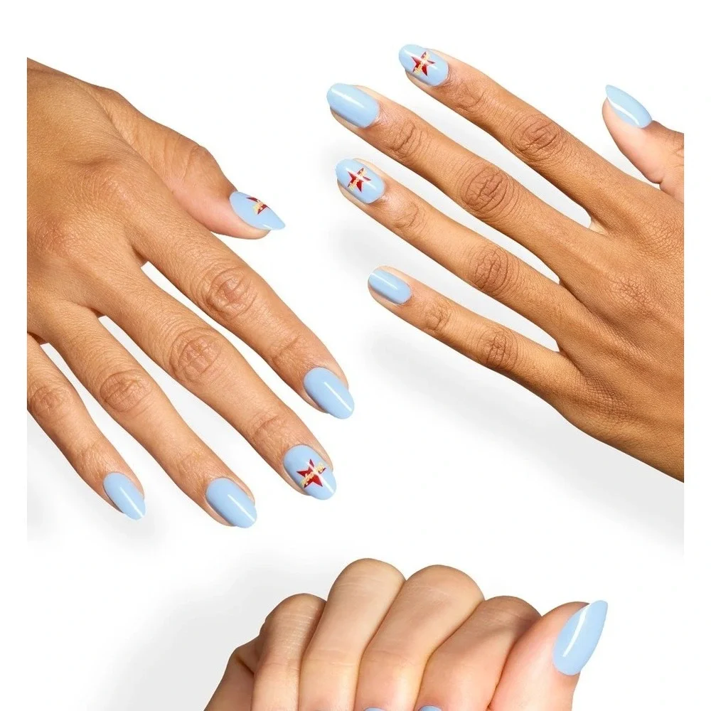 OPI x DC Studios Supergirl Sticking Point Press On Nails Blue 30ct New